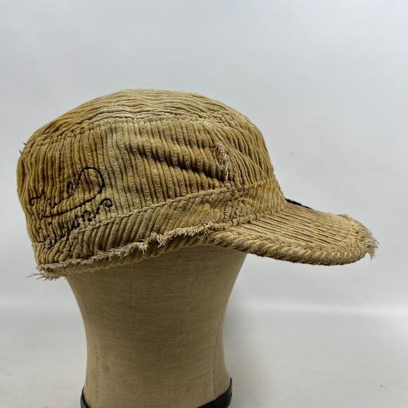 TRUE RELIGION Hat Distressed Corduroy Logo Embroidered TRBJ Trucker Baseball Cap - Picture 9 of 15